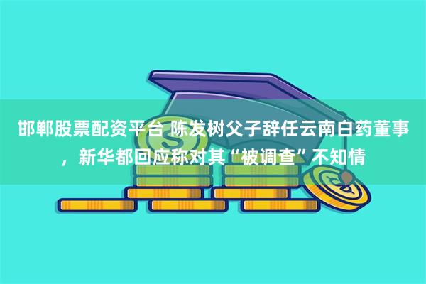 邯郸股票配资平台 陈发树父子辞任云南白药董事，新华都回应称对其“被调查”不知情