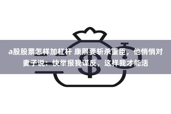 a股股票怎样加杠杆 康熙要斩杀重臣，他悄悄对妻子说：快举报我谋反，这样我才能活